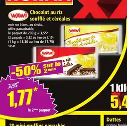 Norma WAWI Chocolat au riz soufflé et céréales offre