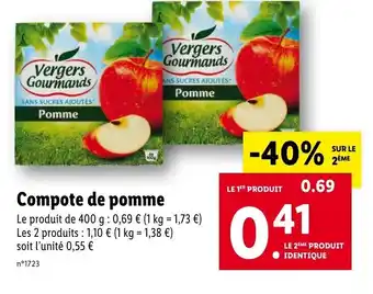 Lidl Compote de pomme offre