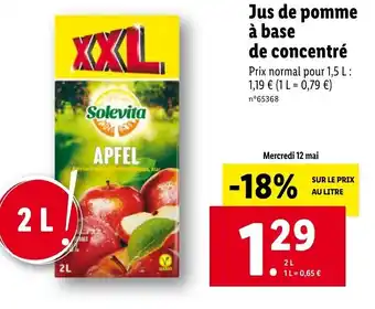 Lidl Jus de pomme a base de concentré offre