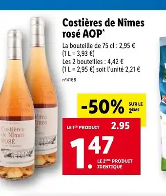 Lidl Costières de Nîmes rose aop offre
