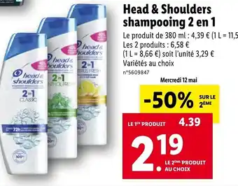 Lidl Head& Shoulders shampooing 2 en 1 offre