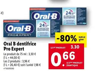 Lidl Oral b dentrifice pro expert offre
