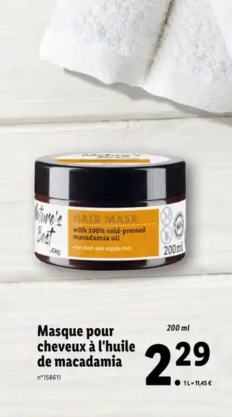 Lidl Masque pour cheveux a l'huile de macadamia offre