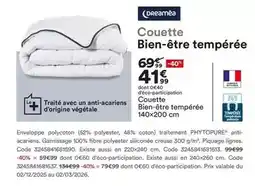 BUT Couette bien-être tempérée offre