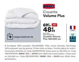 BUT Dodo - couette volume plus 140x200 cm offre