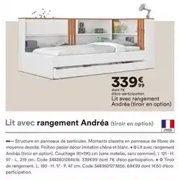 BUT Chêne - lit avec rangement andrea offre