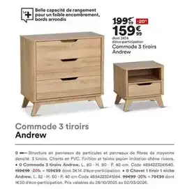 BUT Chêne - commode 3 tiroirs andrew offre