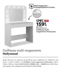 BUT Hollywood - coiffeuse multi rangements offre