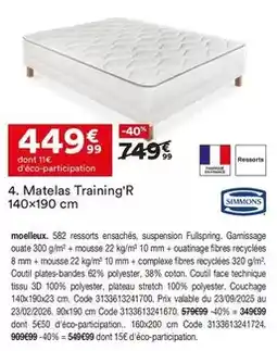 BUT Simmons - matelas training r 140x190 cm offre