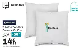 BUT Oreo - lot de 2 oreillers douceur 60x60 cm offre