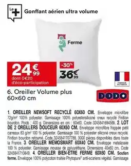 BUT Dodo - oreiller volume plus 60x60 cm offre