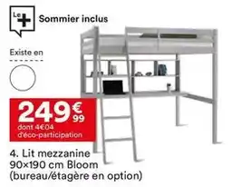 BUT Lit mezzanine 90x190 cm bloom (bureau/etagere en option) offre
