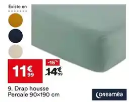 BUT Drap housse percale 90x190 cm offre