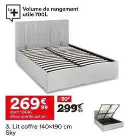 BUT Lit coffre 140x190 cm sky offre