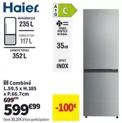 Conforama Haier - combiné l.59.5 x h.185 offre