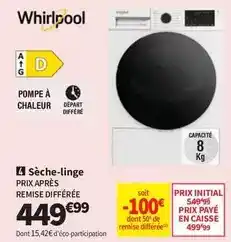 Conforama Whirlpool - sèche-linge prix apres remise differee offre