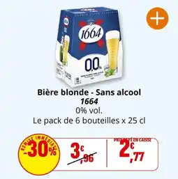 Coccimarket Bière blonde sans alcool 1664 offre