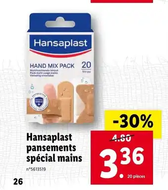 Lidl Hansaplast pansements sp[ecial mains offre