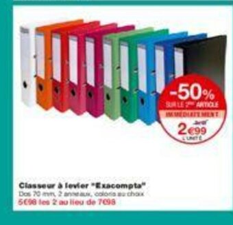 Monoprix Classeur à levier "exacompta" offre
