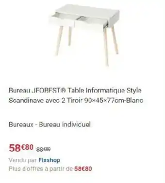 Bureau JFOBFST table informatique style scandinave avec 2 tiroir