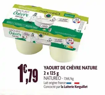 naturéO Yaourt de chèvre nature 2 x 125 g offre