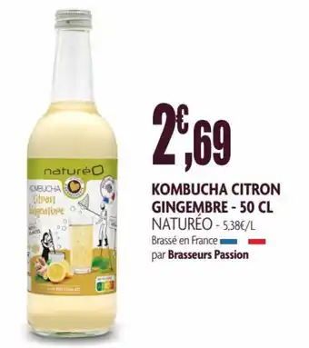 naturéO Kombucha citron gingembre offre