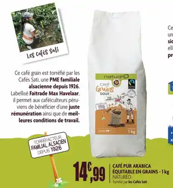 naturéO Café pur arabica équitable en grains offre