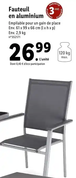 Lidl Fauteuil en aluminium offre