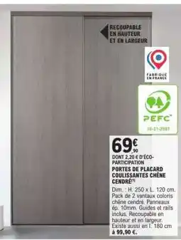 E.Leclerc PORTES DE PLACARD COULISSANTES CHÊNE CENDRÉ offre