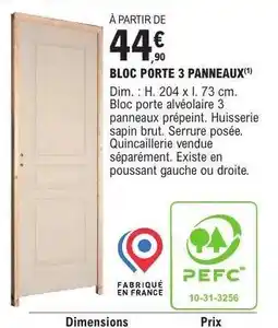 E.Leclerc BLOC PORTE 3 PANNEAUX offre