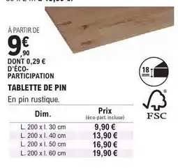E.Leclerc TABLETTE DE PIN offre