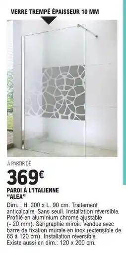 E.Leclerc PAROI À L’ITALIENNE “ALEA” offre