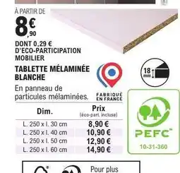 E.Leclerc TABLETTE MÉLAMINÉE BLANCHE offre