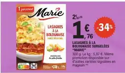 E.Leclerc Lasagnes À La Bolognaise Surgelées Marie offre