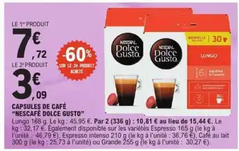 CAPSULES DE CAFÉ NESCAFÉ DOLCE GUSTO