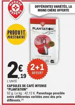 E.Leclerc CAPSULES DE CAFÉ INTENSE “PLANTATION” offre
