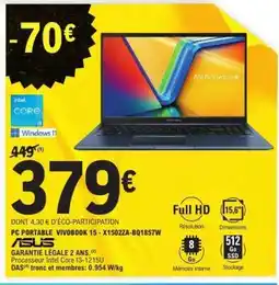 E.Leclerc PC PORTABLE VIVOBOOK 15 - X1502ZA-BQ1857W offre