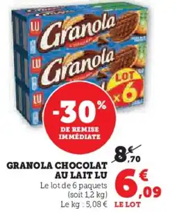 Super U Granola chocolat au lait lu offre