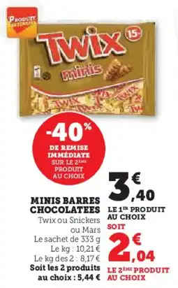 Super U Minis barres chocolatees offre