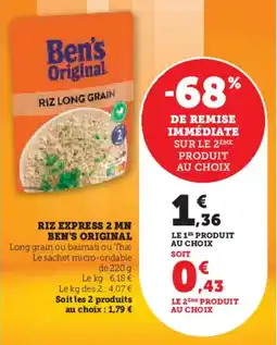 Super U Riz express 2 mn ben's original offre