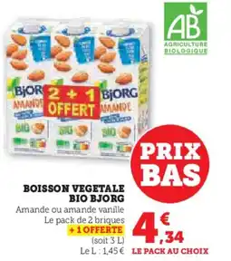 Super U Boisson vegetale bio bjorg offre