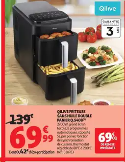 Auchan QILIVE Friteuse sans huile double panier Q5408 offre