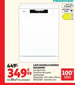 Auchan HISENSE Lave vaisselle H642D90W offre