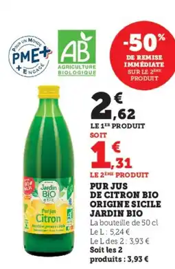 Super U Pur jus de citron bio origine sicile jardin bio offre