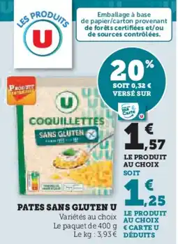 Super U Pates sans gluten u offre