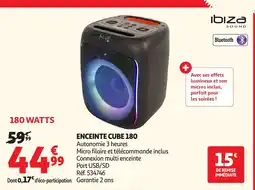 Auchan IBIZA Enceinte cube 180 offre