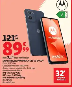 Auchan Smartphone motorola e15 4g 64go offre