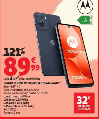 Smartphone motorola e15 4g 64go