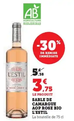 Super U Sable de camargue aop rose bio l'estil offre