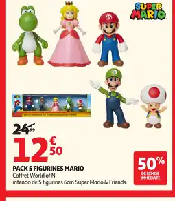 Auchan Pack 5 figurines mario offre